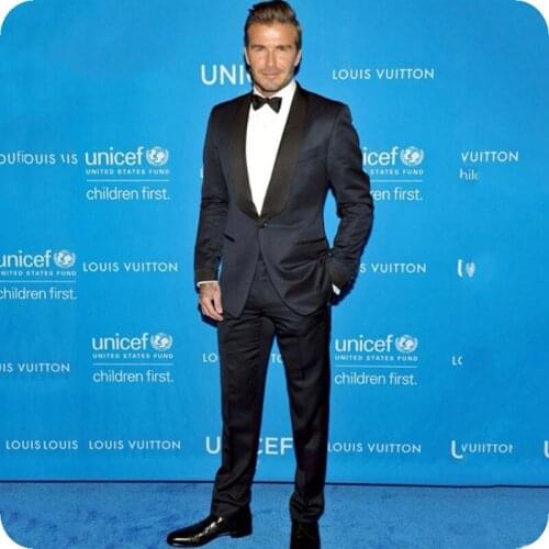 Navy Blue Men Suits for Wedding Formal Ceremony Black Shawl Lapel Slim Fit Groom Tuxedo 2Piece Jacket Pants Costume Homme Ternos