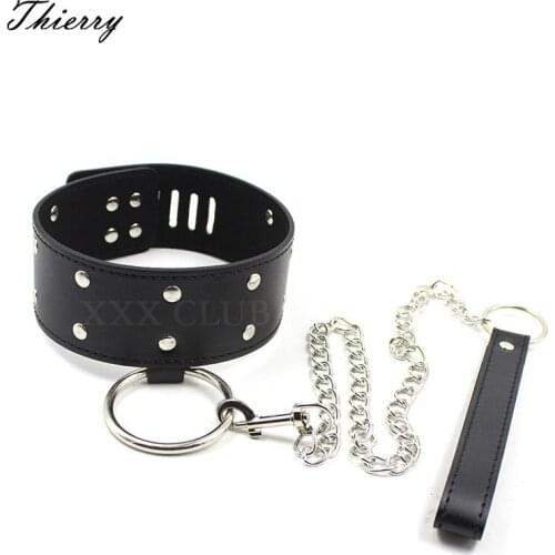 Thierry adult Bondage collar with lock and metal leash for women dog slave bondage Adult fetish product flirting Sex Toys