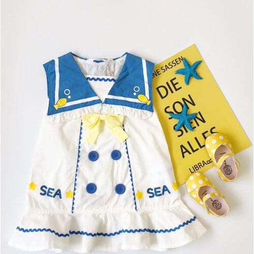 Tonytaobaby Childrens Navy Lapel Dress Girl Dress Kids Dresses for Girls Girls Dress