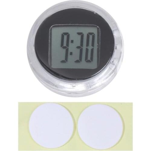 Waterproof Self-adhesive Motorcycle Digital Clock For Universal Car Dashboard Clock Auto Interior Decoration (Black)