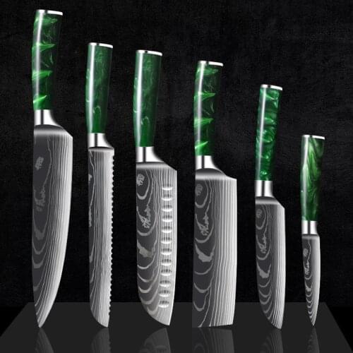 Japanese Sashimi Cooking Chef Knife Damascus Laser Meat Slicing Knife Kitchen Knife Twosun Knife Green Twig Boning Knife