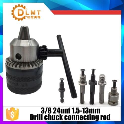1.5-13mm Drill Chuck Driver Converter 3/8 Inch 24UNF With 1/4 Inch Hex Shank Key Adaptor Round handle