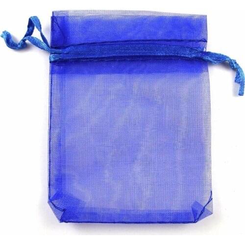 100Pcs Dark Blue Organza Bags Wedding Party Decoration Drawable Packaging Jewelry Candy Packaging Organza Bags & Pouches