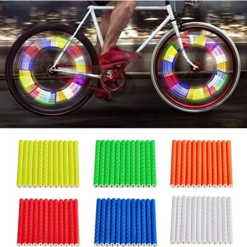 12pcs/set Bicycle Reflective Stickers Wheel Rim Decals Night Riding Warning Protector Safety Strips MTB Bike Reflector Tape