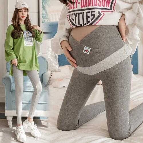 680# Maternity Clothes Cotton Low Waist Stretch Maternity Leggings Adjustable Elastic Waist Pencil Pants