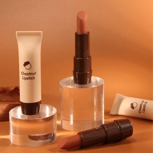 Velvet Chestnut Lipstick Matte Easy To Color Texture Waterproof And Sweat-proof Moisturizing Rich Color Lipstick Makeup TSLM1