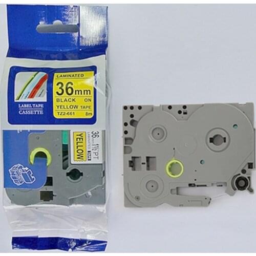 Free shipping 3 pcs Compatible brother 36mm TZE tape TZ-661 tze661 tz661 tze 661 black on yellow label printer p-touch