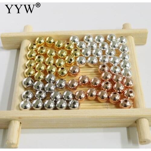 1Lot Silver color Beads 2.5 3 4 5 6 7mm Round Gold Rose Gold Color Shinny Loose Beads for Jewelry Making Wholesale Beads