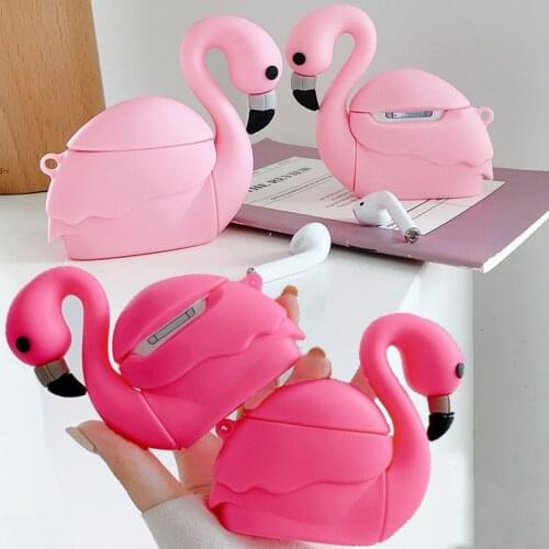 For Airpods Pro 3D Cute Cartoon Pink Flamingo Earpods Case for Apple Airpods 1 2 3 Wireless Earphone Cover Shell Charging Box