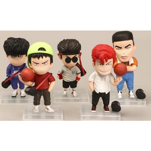 5pcs Anime SLAM DUNK Sakuragi Hanamichi PVC Action Figures Rukawa Kaede Akagi Takenori Mitsui Hisashi Collection Model Toys 11cm