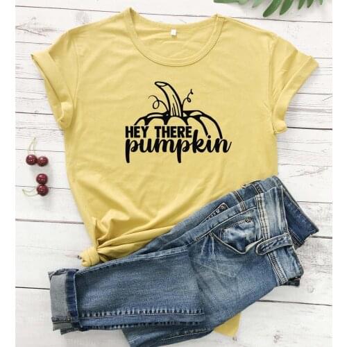 Hey There Pumpkin Halloween funny graphic women fashion pure cotton casual hipster grunge tumblr tees vintage girl gift art tops