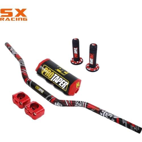 Motorcycle CNC 1 1/8" Fat Bar 28MM Handlebars + Grips + Bar Clamps + Bar Pad For HONDA CR125 CR250 CRF250 CRF450 CRF230 XR250