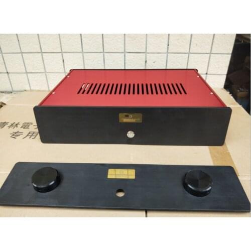 Goldmund black with red case/preamplifier/Class d /tube amplifier/HIFI/amplificador audio case (444*100*312mm)