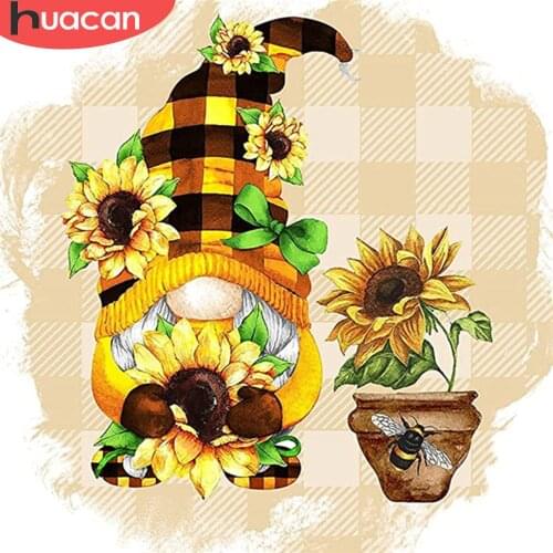 HUACAN Full Square/Round 5d Diamond Painting Sunflower Mosaic Needlework DIY Diamond Embroidery Flower Wall Art