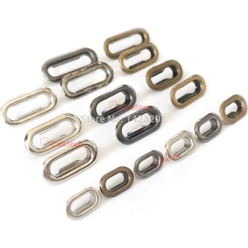 25/60/100 Pcs / Lot Brass Oval shaped Eyelets Grommet With Washers For Canvas Clothing Bags Purse Hand Craft DIY