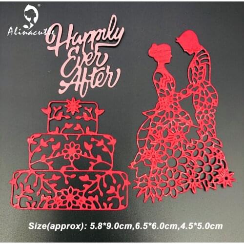 Metal Cutting Dies 3pc Wedding Cake Bride and Groom DIY Scrapbooking Paper Craft Handmade Album Card Punch Art Die Cut