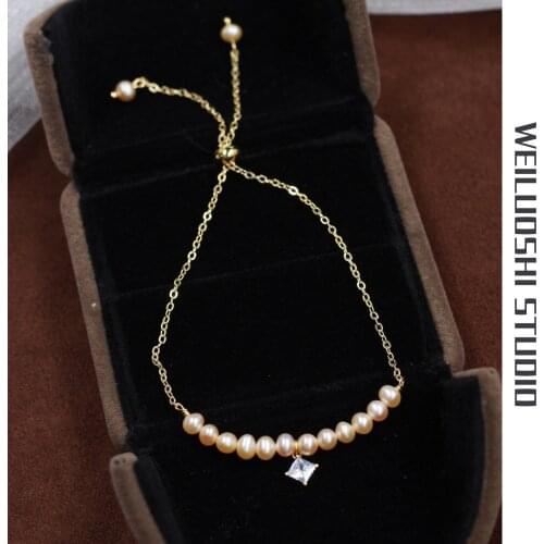 Fashion Womans Bracelets Freshwater Pearl Chain Crystal Bracelet Adjustable Link Wrist for Woman Trendy Festival Jewelry