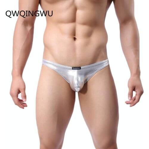 Mens Sexy Gay Leather Briefs Thong Panties For Though Shorts Bulge Pouch Underpants Brief Underwear Open Butt Thongs