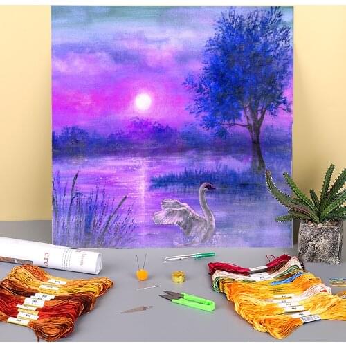 Natural Scenery Grace Printed Canvas 11CT Cross Stitch Embroidery Kit DMC Threads Craft Hobby Sewing Handiwork Sales Package