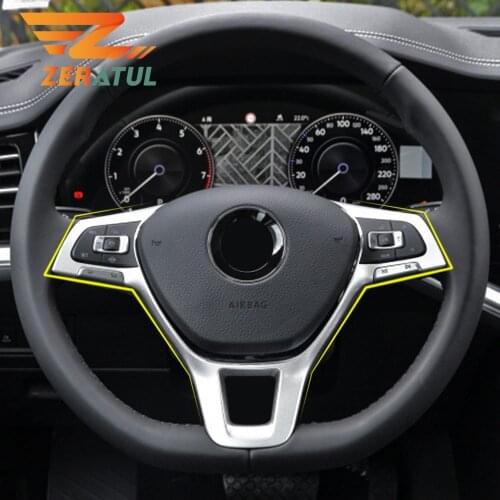 Zeratul Car Steering Wheel Button Panel Cover Trim for Volkswagen VW Tiguan MK2 Golf 7 Polo T-Cross T-Roc Jetta 2017 - 2019
