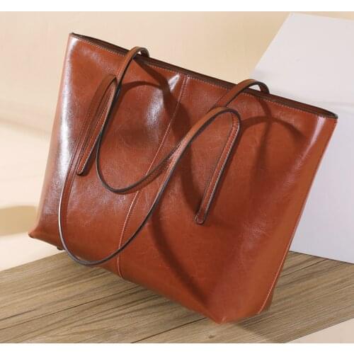 New 2021 Solid Color Bucket Bag Genuine Leather Simple Shoulder Bag Fashion Handbag Temperament Ladies Diagonal Bag Purses