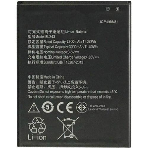 New BL 243 BL243 Battery For lenovo Lemon K3 Note K50-T5 A7000 A5500 A5600 A7600 2900mAh Mobile Phone