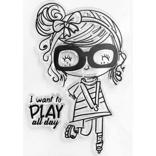 Eyeglasses Girl Silicone Clear Seal Stamp DIY Scrapbooking Embossing Photo Album