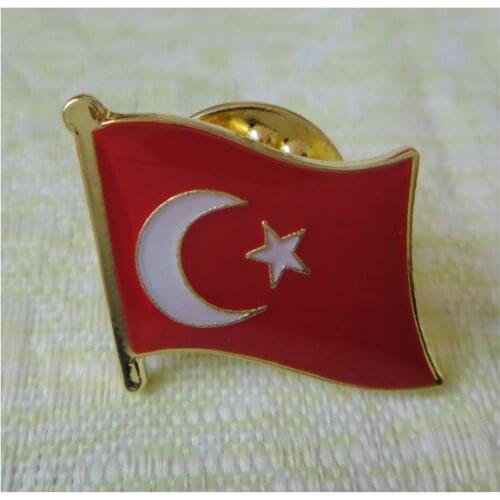 Turkey Country Single Pin 16mm Made by Iron Painted and Epoxy Surface 1pcs Butterfly Button Backing MOQ300pcs free shipping