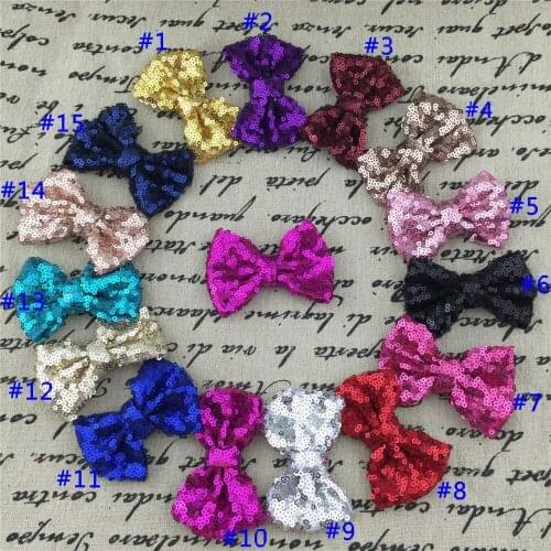 Wholesale 15pcs/lot 3" Sequin Hair Bows WITHOUT Clip for Kids Hair Accessories Sequin Bows For Women