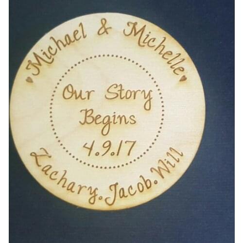 Personalized circles Bride Groom names wooden Wedding Save the Date Magnets engagement party favors company gifts invitations