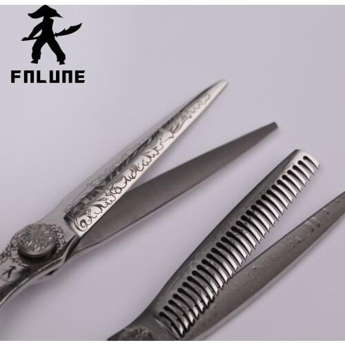 FnLune 6inch Professional Hair Salon Scissors Cut Barber Accessories Haircut Thinning Shear Scissors Hairdressing Tools Scissors