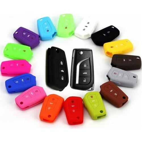Silicone Car Styling Key Case Cover Skin Holder Protector For Toyota Corolla Auris Avensis Verso Yaris Aygo 2015 2016 Camry RAV4