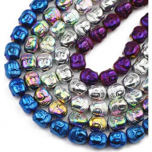 Blue,Gold,Purple Avalokitesvara Buddha Hematite Natural Stone 20pcs Loose Spacer Beads For Jewelry Making Diy Bracelets 10x8MM