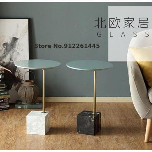 Nordic Marble Edge Table Light Luxury Corner Table Simple Sofa Table Side Table Small Tea Table Mini Creative Bedside Table