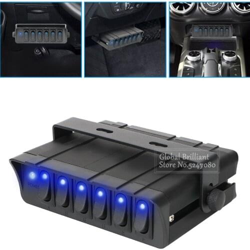 Universal 12-24V 6 Gang Rocker Switch Controller Panel With LED Light Indicator For JEEP Vehicles Boats Offroad RV Car