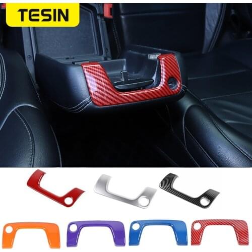 TESIN Interior Mouldings for Jeep Gladiator JT 2018+ Car Armrest Box Lock Keyhole Decoration Cover for Jeep Wrangler JL 2018