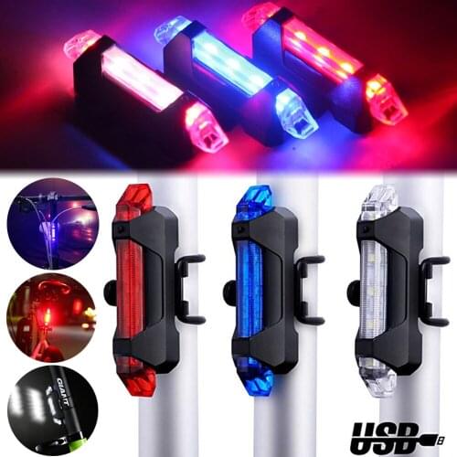 10Pcs/Lot LED Bike Bicycle Tail Rear Light USB Rechargeable Night Safety Cycling Riding Warning Signal Lamp Waterproof IP68