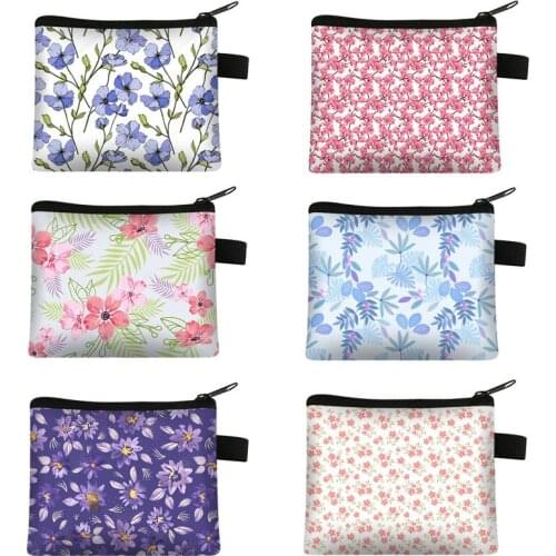 Colorful Flower Woman Mini Square Bag Fashion Coin Purse Girls Bus Card Lipstick Gift Travel Organizer Bags