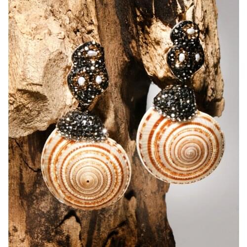 MOON GIRL Unique Natural Shell Women Party Earring Fashion Geometric Statement Elegant Pearl Dangle Earrings Femme Drop Shipping