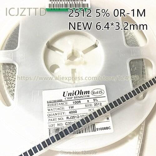 100PCS 2512 5% J 6432 6.4*3.2 6.2K 6K2 6.8K 6K8 7.5K 7K5 8.2K 8K2 9.1K 9K1 10K 11K 12K 13K 15K 16K 18K 20K 22K 24K 27K 30K 33K