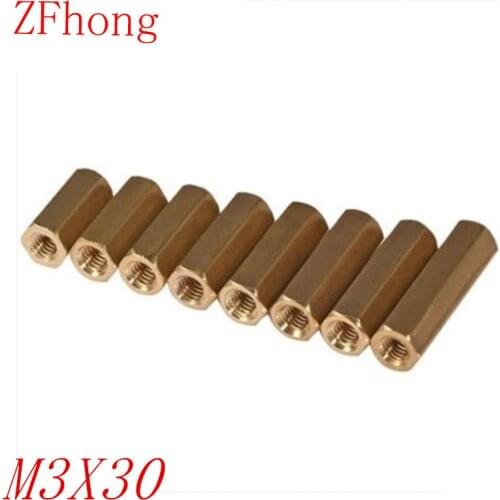 100PCS M3 Brass Hex Standoff M3 x 30 M3*30 Female to female Brass spacer standoff