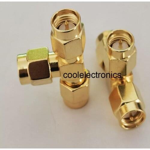 2pcs SMA Male to 2 SMA Male Plug 3 Way RF Coaxial Adapter Connector