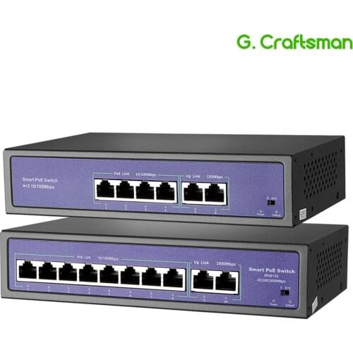 4+2 8+2 100Mbps Port Poe Switch Support IEEE802.3af/at For CCTV 5MP 8MP IP Camera Wireless AP GCraftsman