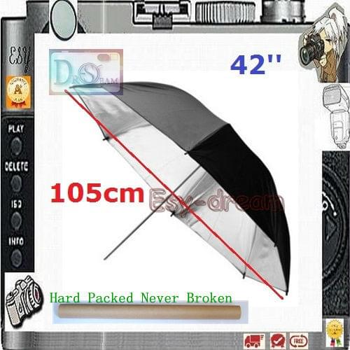 43" 42'' 105cm Studio Flash Black Silver Umbrella Reflective reflector FOR dslr PHOTOGRAPHY ps011