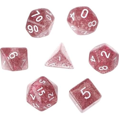 7Pcs Twinkling Polyhedral Dice For Dragon Pathfinder D20 D12 2xD10 D8 D6 D4 G32E