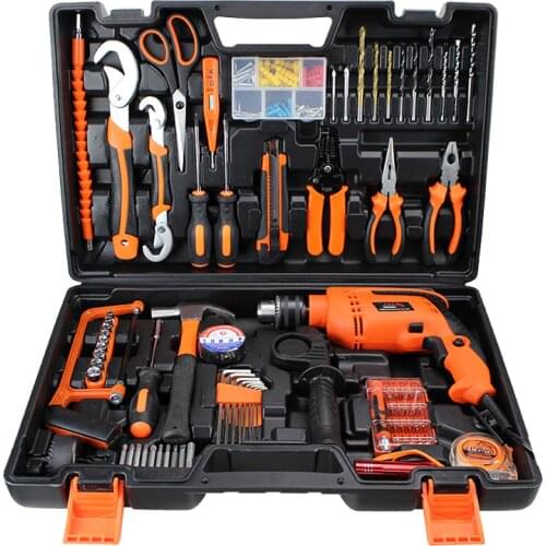 83 pcs/set Electric Drill Power Tools Set Hand Tools Combination Kit Tool Box Tools Case wrench Plier Hack Saw Scoket PTS005