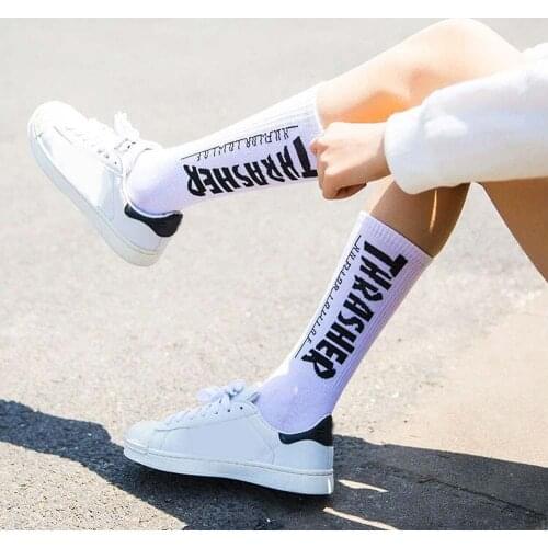 Hip Hop White Socks Women Sport Socks With Inscriptions Harajuku Street Fashion Letter Cotton Fun Socks Men Calcetines