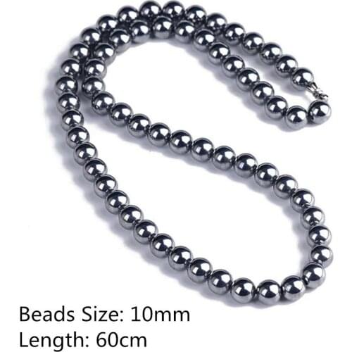 10mm Genuine Natural Terahertz Chains Necklace For Women Lady Man Crystal Round Beads Stretch Jewelry AAAAA 40cm 45cm 50cm 60mm