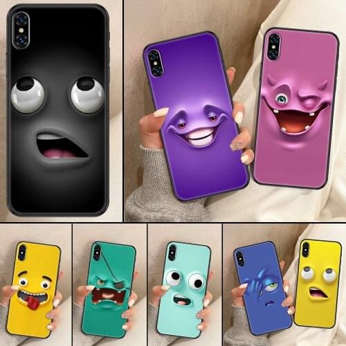 Cartoon funny face Phone Case For iphone 5 5S SE 2 6 6S 7 8 11 12 Mini Plus X XS XR Pro Max black 3D cell cover tpu shell luxury