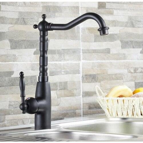 Black Oil Rubbed Brass Single Hole / Handle Kitchen Swivel Spout Vessel Basin Sink Faucet Hot Cold Mixer Water Tap anf060